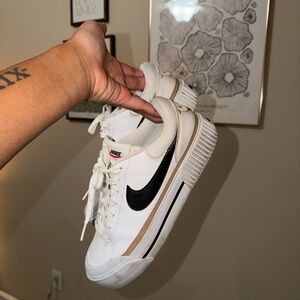 Nike White and Black Platform Sneakers